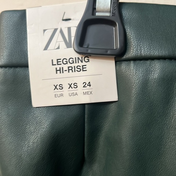 Zara dark green skinny leather pants NWT size Xs Matrix vibres - Picture 8 of 10